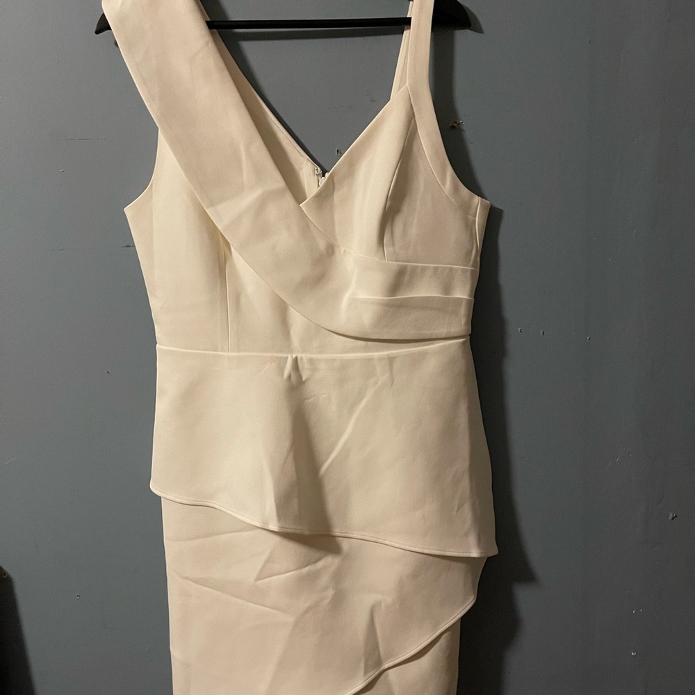 BCBG One Shoulder Cream Dress - Picture 2 of 10
